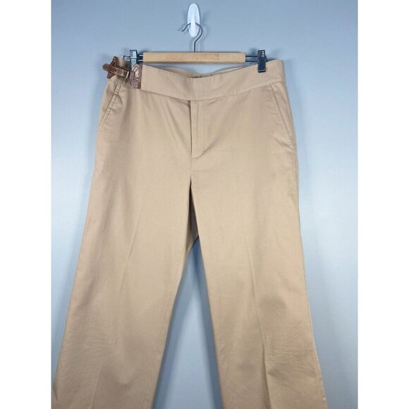 Lauren Ralph Lauren Chino Pants With Side Buckle Women's Size 10 Khaki Beige Tan - Picture 1 of 14